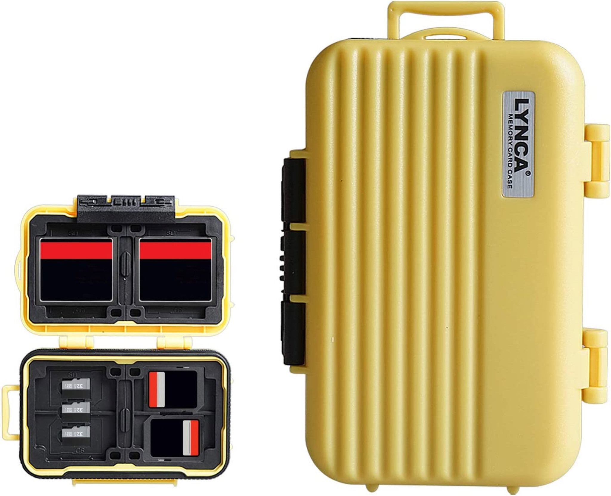 LYNCA Memory Card Case Holder, Memory Card Hard Protector Case Professional Water-Resistant Anti-Shock Compact Camera Card Hard Storage Box for 8 SD Cards 4 CF Cards 12 Micro SD/TF Cards (Yellow)

#LTKunder100 #LTKunder50