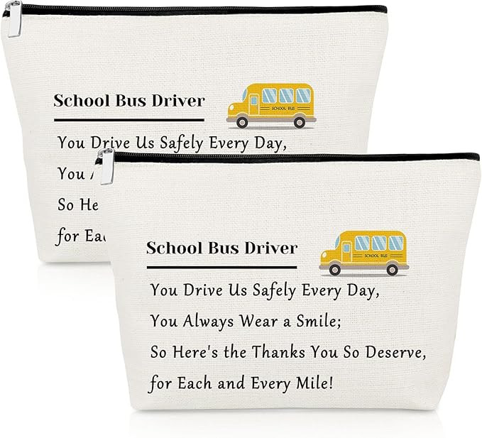 2 Piece Bus Driver Makeup Bag Bus Driver Appreciation Gifts 2 Pack Cosmetic Bag Christmas Graduat... | Amazon (US)