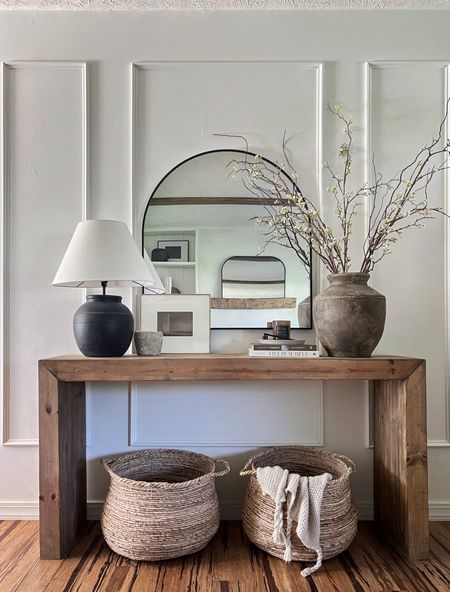 neutral simple summer entryway styling - love these white bud branch stems using 3 here with bare branches. Organic styling neutral decor 

#LTKfindsunder50 #LTKstyletip #LTKhome
