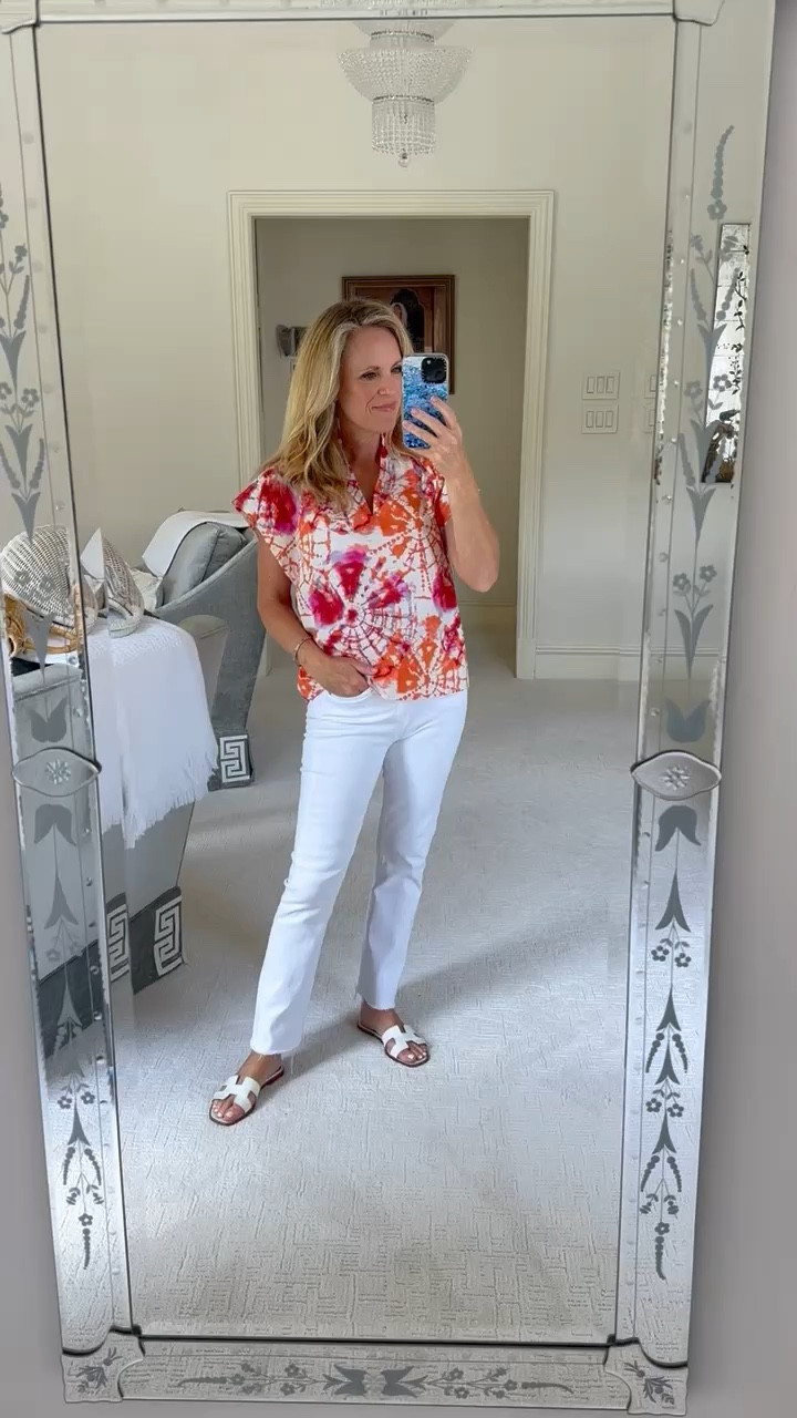 White denim with easy tops got dummer…you can’t go wrong!  

White denim 
Ikat print top 
White sandals
White wicker bag 

#LTKSeasonal #LTKStyleTip #LTKOver40