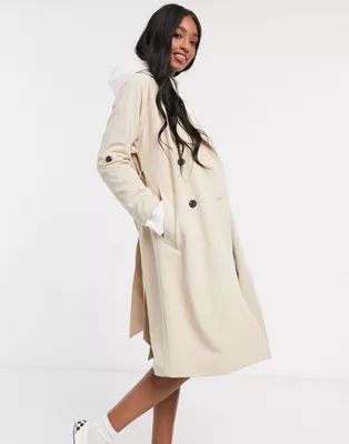 Pimkie long trench coat in beige | ASOS UK