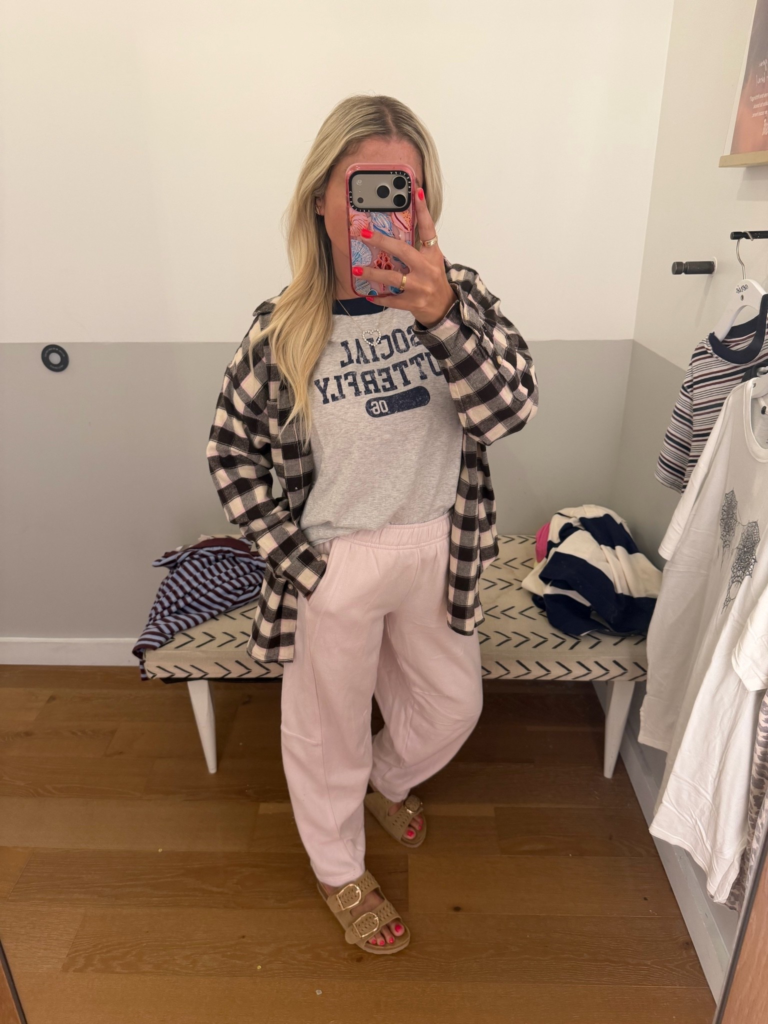 New @Aerie outfit
Xxs flannel
Xs tee and pants

#LTKootd #LTKSaleAlert