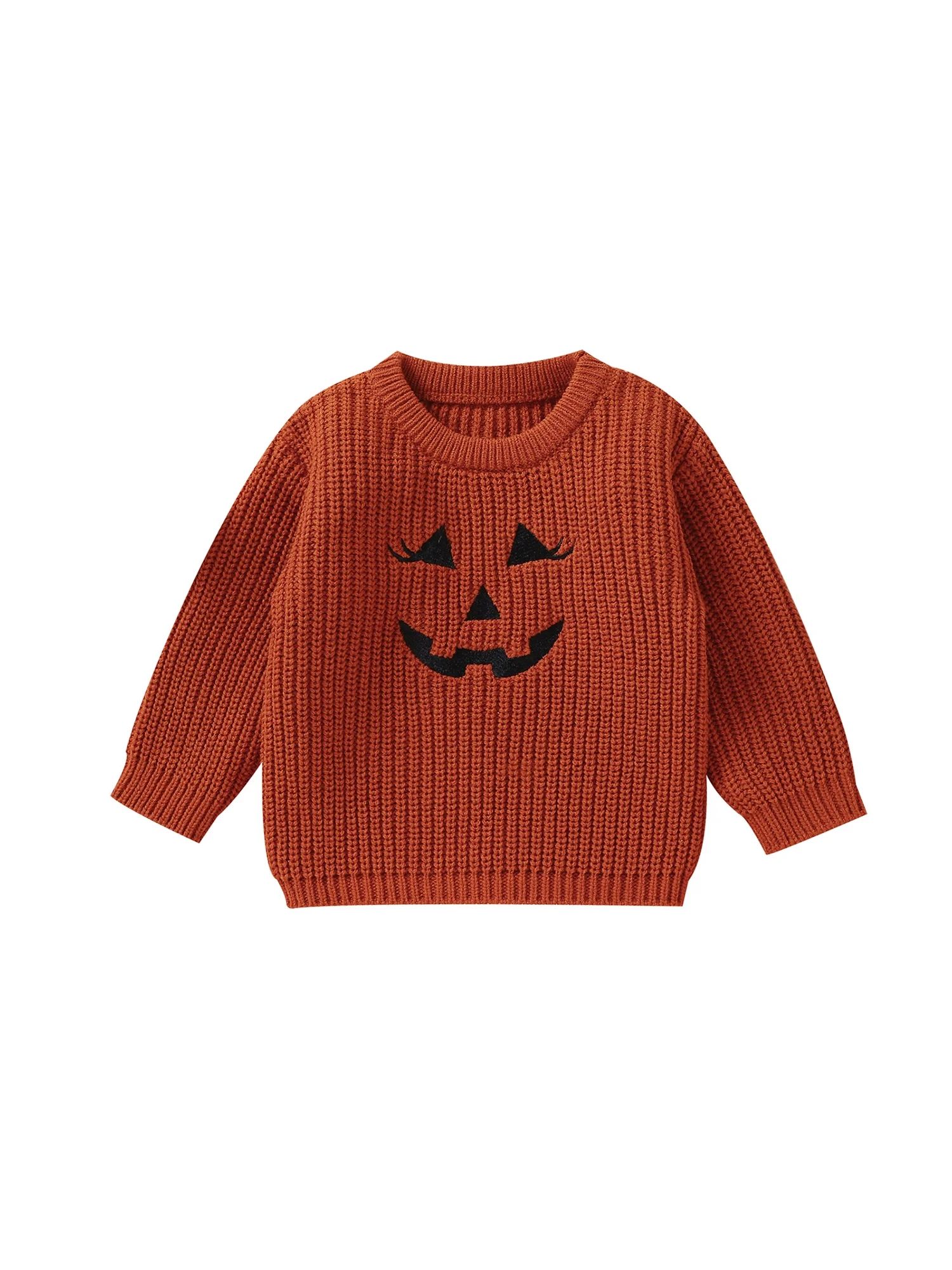 Bagilaanoe Toddler Baby Girl Halloween Sweater Long Sleeve Pumpkin Pullover 6M 9M 12M 18M 24M 3T ... | Walmart (US)