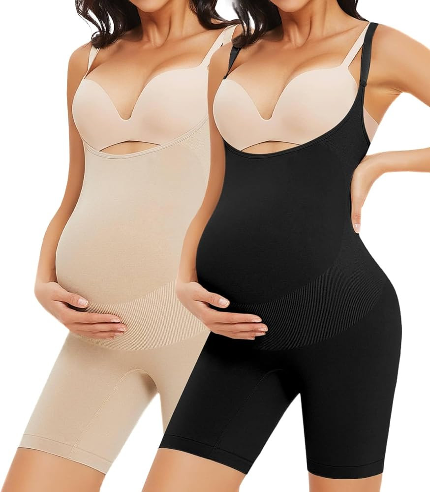 Women's Maternity Bodysuit Pregnancy Shapewear Bump Support Shorts Seamless Adjustable Straps Rom... | Amazon (US)