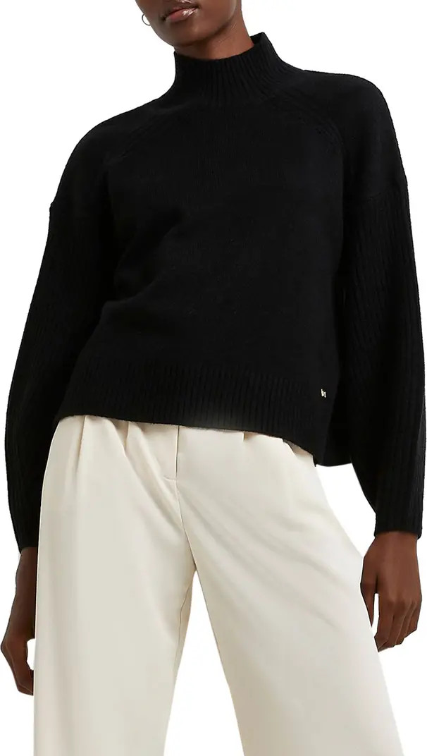 River Island Rib Sleeve Mock Neck Sweater | Nordstrom | Nordstrom