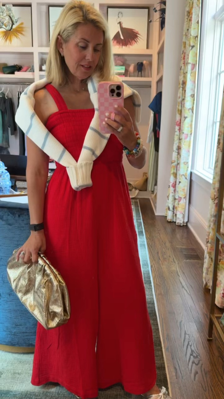 Cuteness overload! This jumpsuit is so good and can be styled all the ways! 
I’m in xs in jumpsuit & sweater and 8 sandal tts.

Codes:
Allie +Bess - Catherine20 for 20% off
Loopy - mixandmatchmadness for 10% off

#LTKdayinmylife #LTKootd #LTKOver40