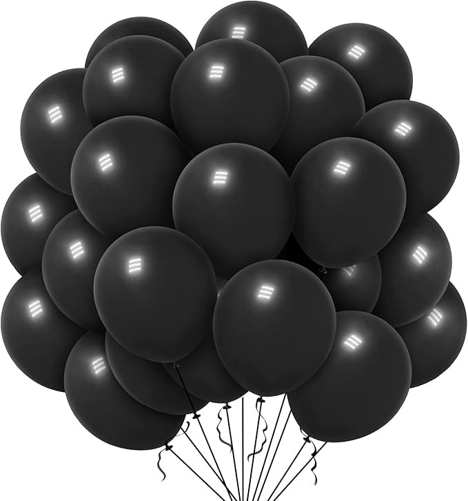 50Pcs Black Balloons, 12 Inches Black Matte Balloon, Premium Black Latex Balloons, Thicken Black ... | Amazon (US)