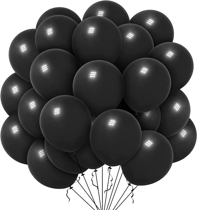 50Pcs Black Balloons, 12 Inches Black Matte Balloon, Premium Black Latex Balloons, Thicken Black ... | Amazon (US)