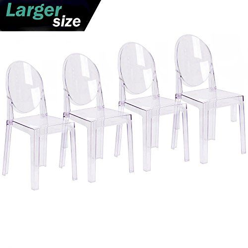 2xhome Set of 4 Large Size – Clear Crystal Mid Century Modern Contemporary Ghost Side Chair Dining R | Amazon (US)