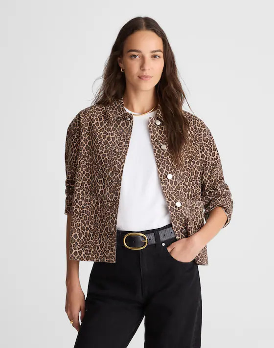 Denim Trapeze Jacket in Leopard | Madewell | Madewell