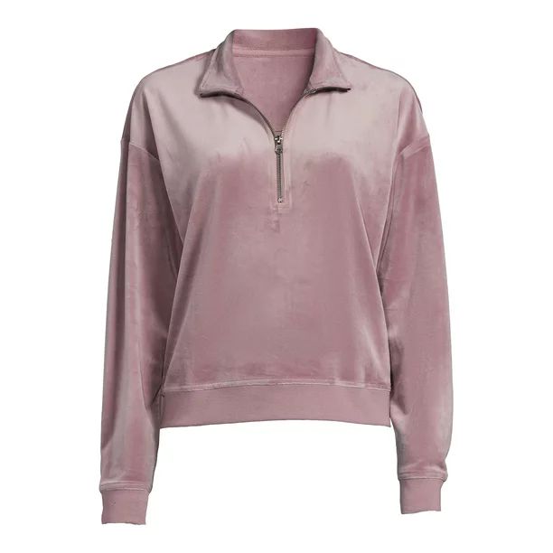 Avia Women's 1/4 Zip Velour Pullover Sweatshirt | Walmart (US)