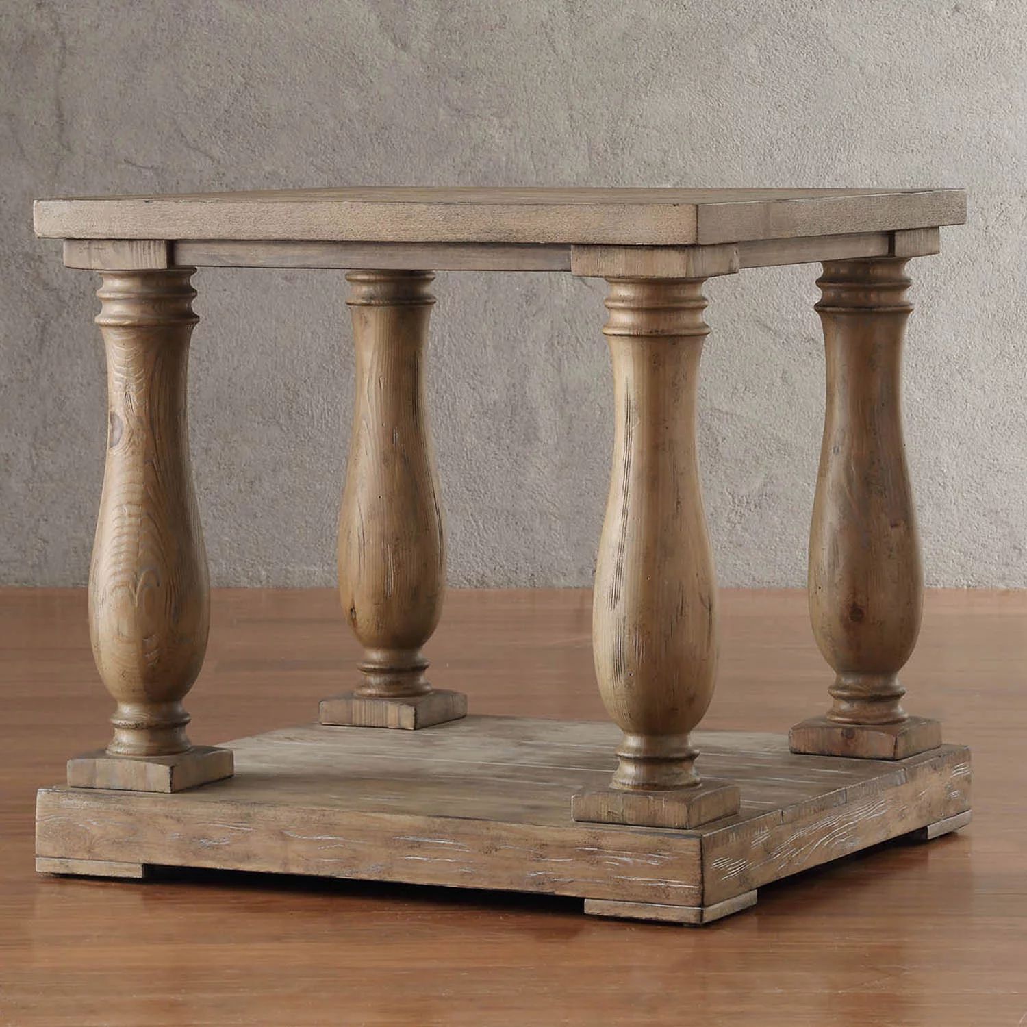 Weston Home Dunbar Pedestal End Table With Lower Storage Shelf, Pine Brown | Walmart (US)