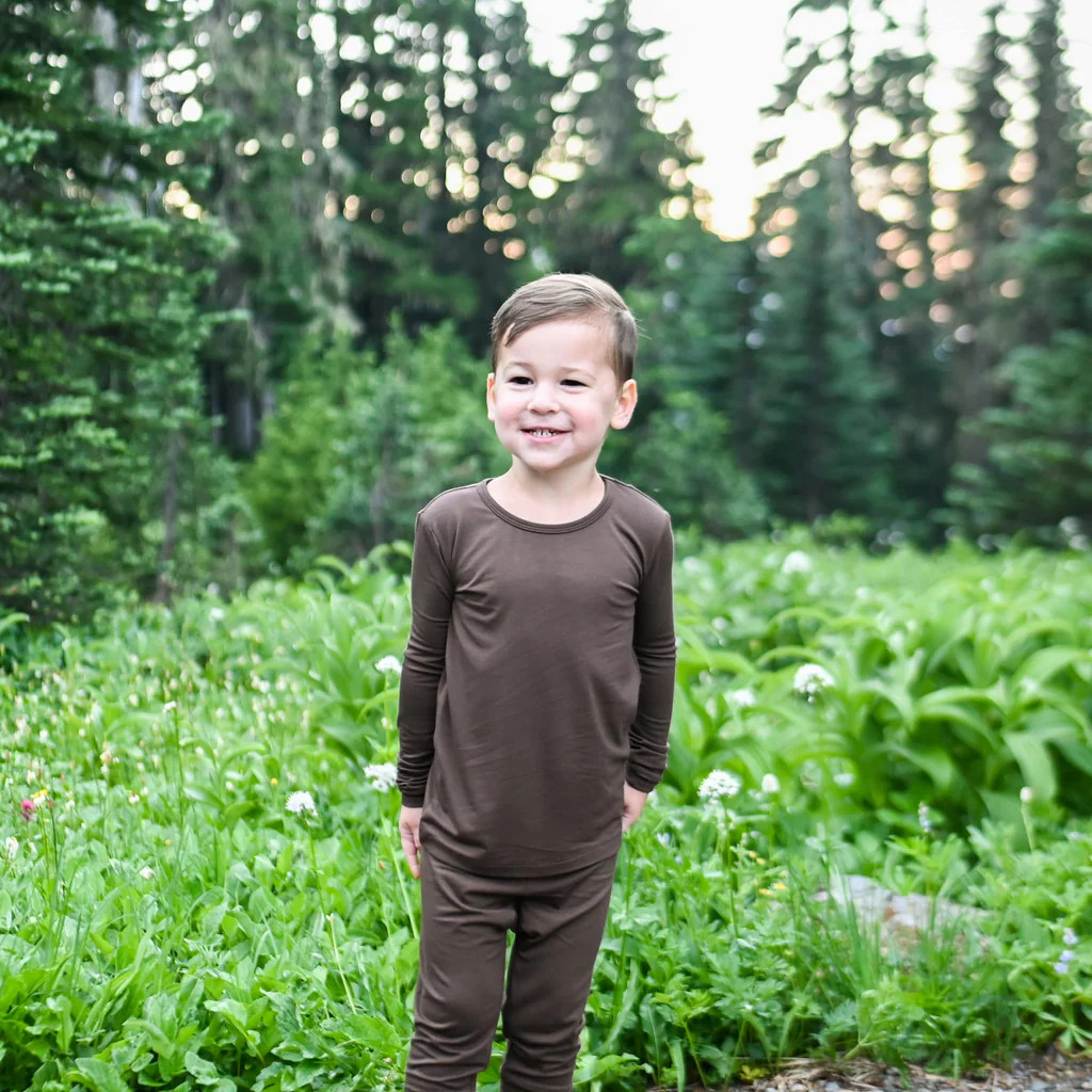 Long Sleeve Pajamas in Espresso | Kyte BABY