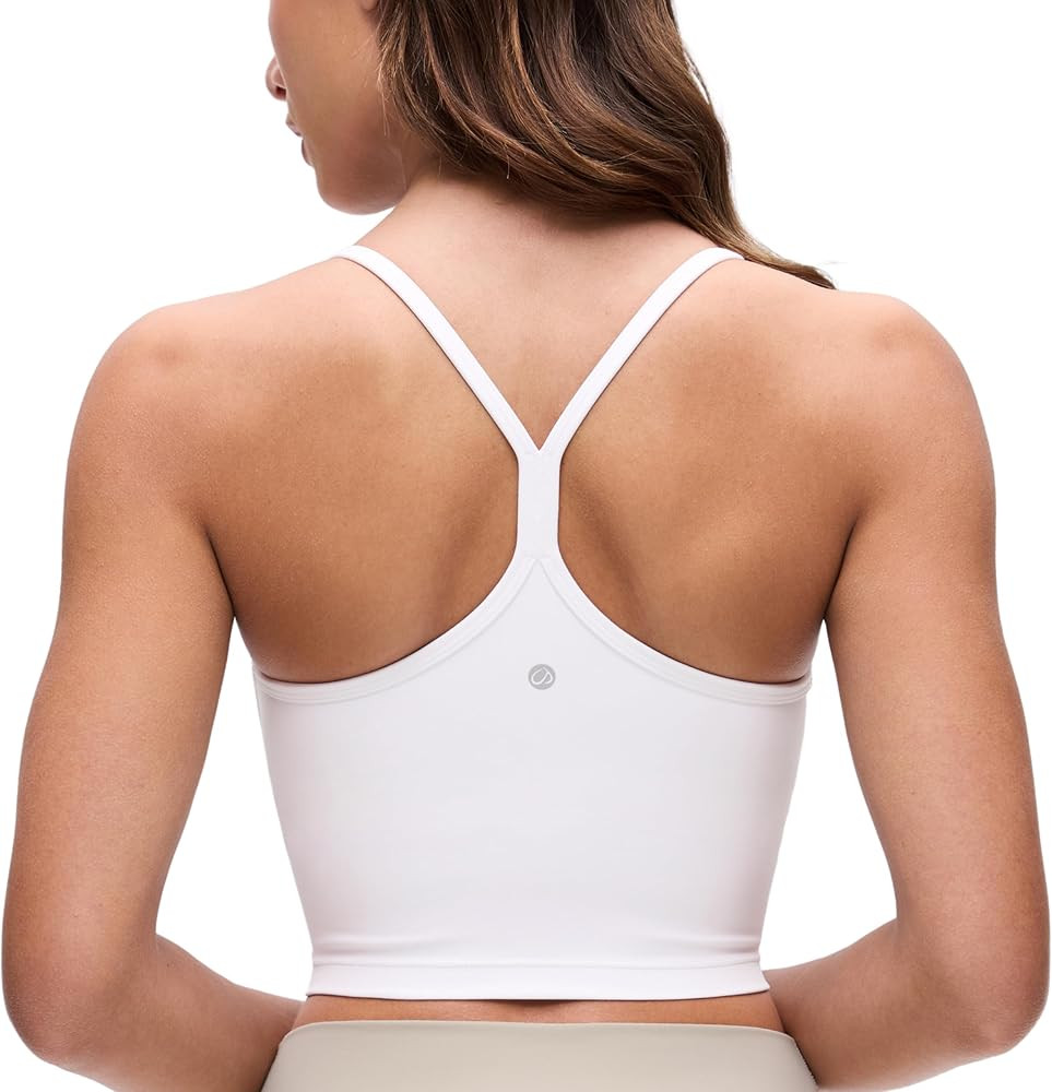 CRZ YOGA Butterluxe Y Back Crop Tank Tops for Women - Spaghetti Straps Racerback Padded Yoga Work... | Amazon (US)