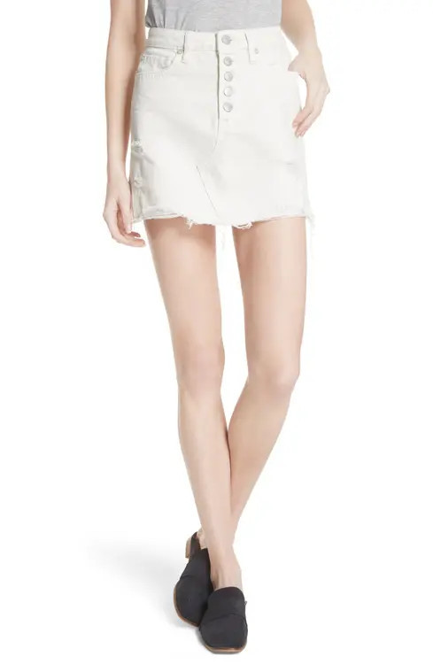 Free People Destroyed Denim Miniskirt | Nordstrom