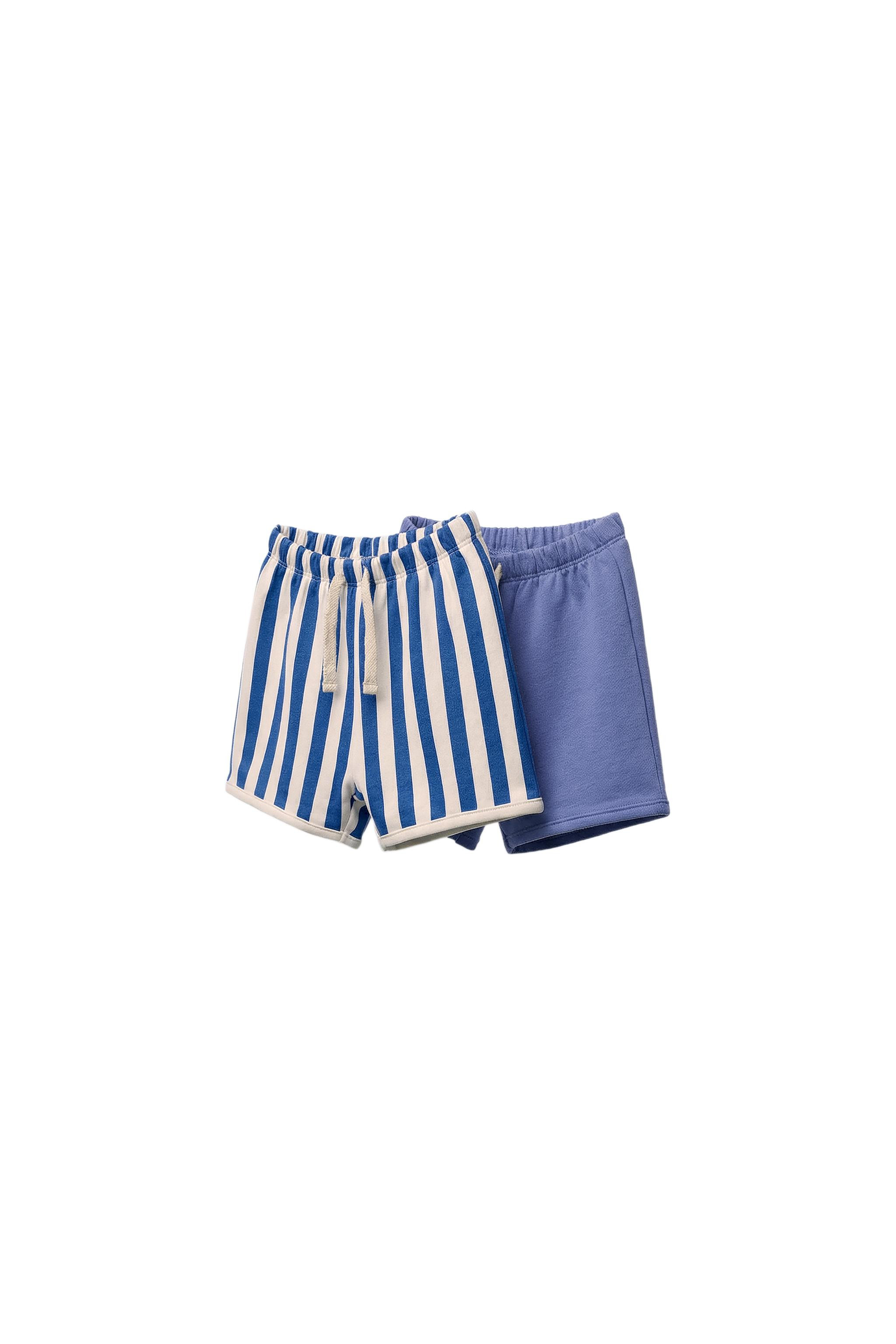 TWO-PACK OF STRIPED AND PLAIN SHORTS | Zara US