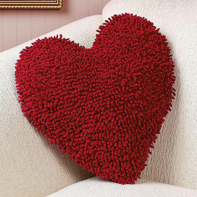 Fun Express Heart Shaped Chenille Pillow - 14 Inch - Valentine's Day Home Decor | Amazon (US)