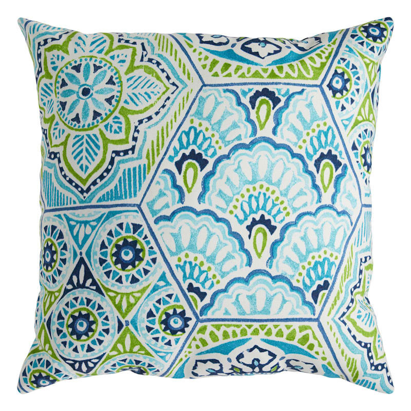 Calista Teal Outdoor Throw Pillow, 16" | At Home