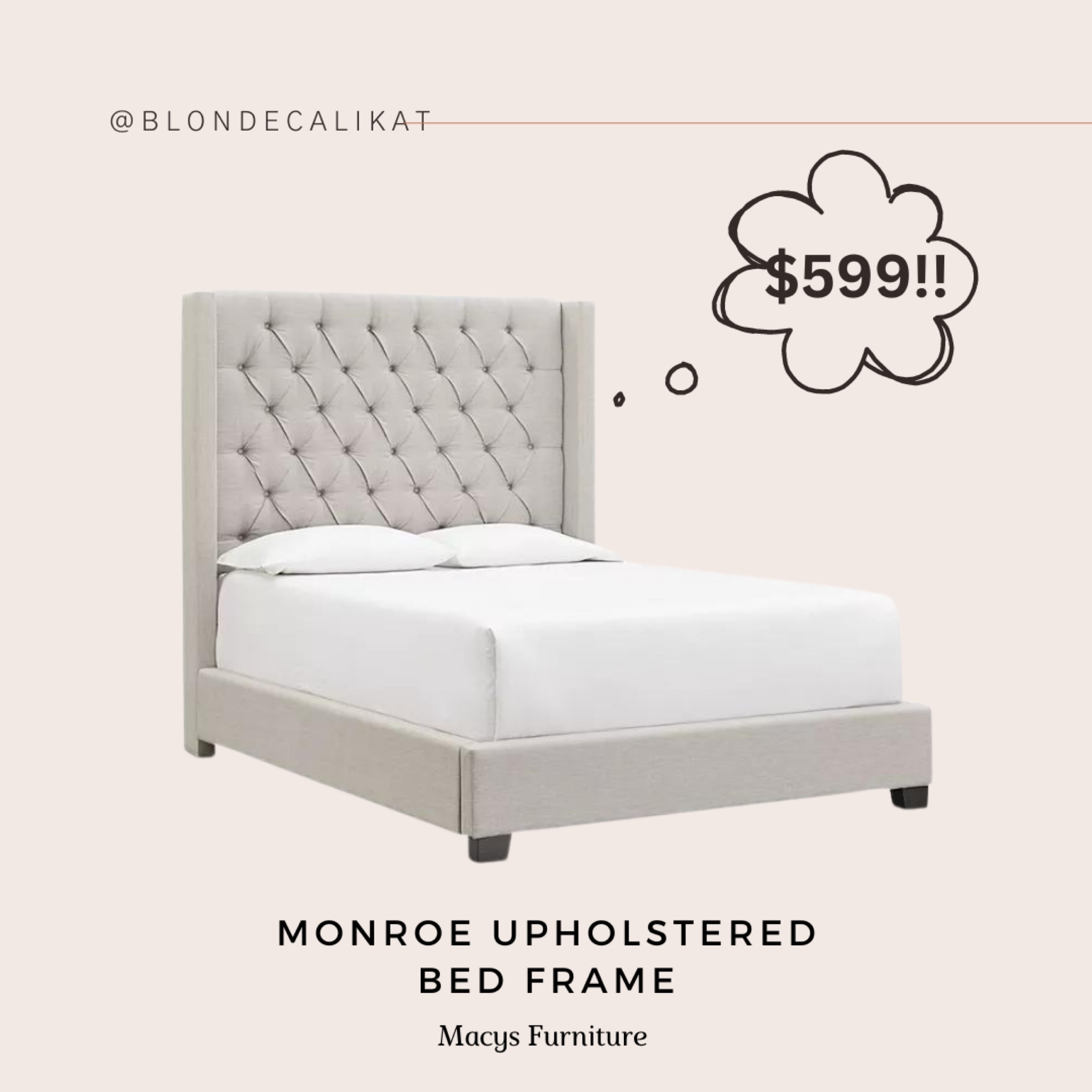 Bedroom find from Macy’s Furniture
Monroe Upholstered Bed Frame 
Cal King, King, Queen, & Full sizes
Charcoal and light gray colors  
Under $600!! 

#LTKhome #LTKFind #LTKU