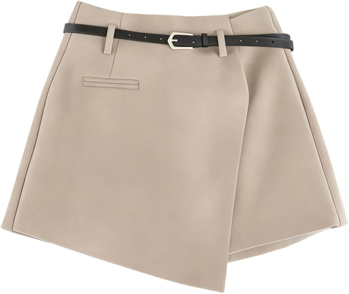 Floerns Women's Wrap Wide Leg Mini Shorts Casual Asymmetric Elegant Going Out Skirt Shorts Withou... | Amazon (US)