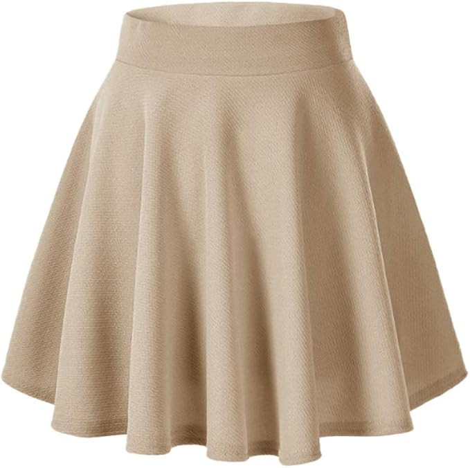 Afibi Casual Mini Stretch Waist Flared Plain Pleated Skater Skirt | Amazon (CA)