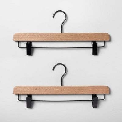 2pk Wood Pant Hangers with Clips Natural - Brightroom&#8482; | Target