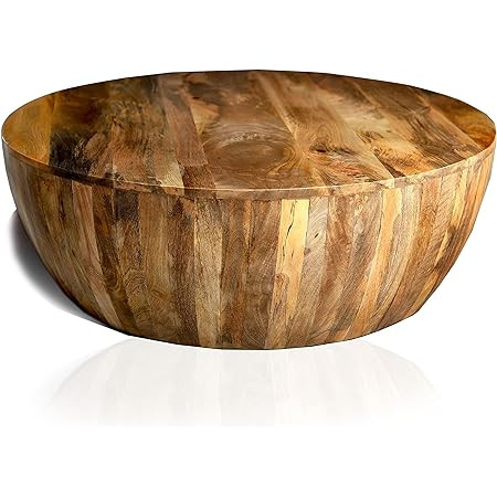 The Urban Port Mango Wood Coffee Table in Round Shape, Dark Brown | Amazon (US)