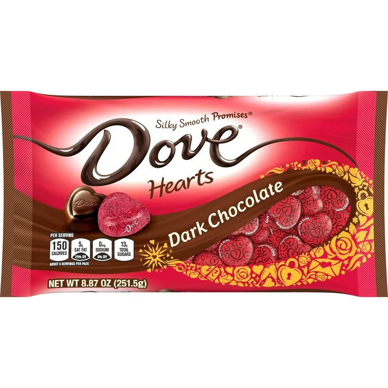 DOVE PROMISES Valentines Day Dark Chocolate Valentine Candy Heart Gifts, 8.87 oz Bag | Walmart (US)