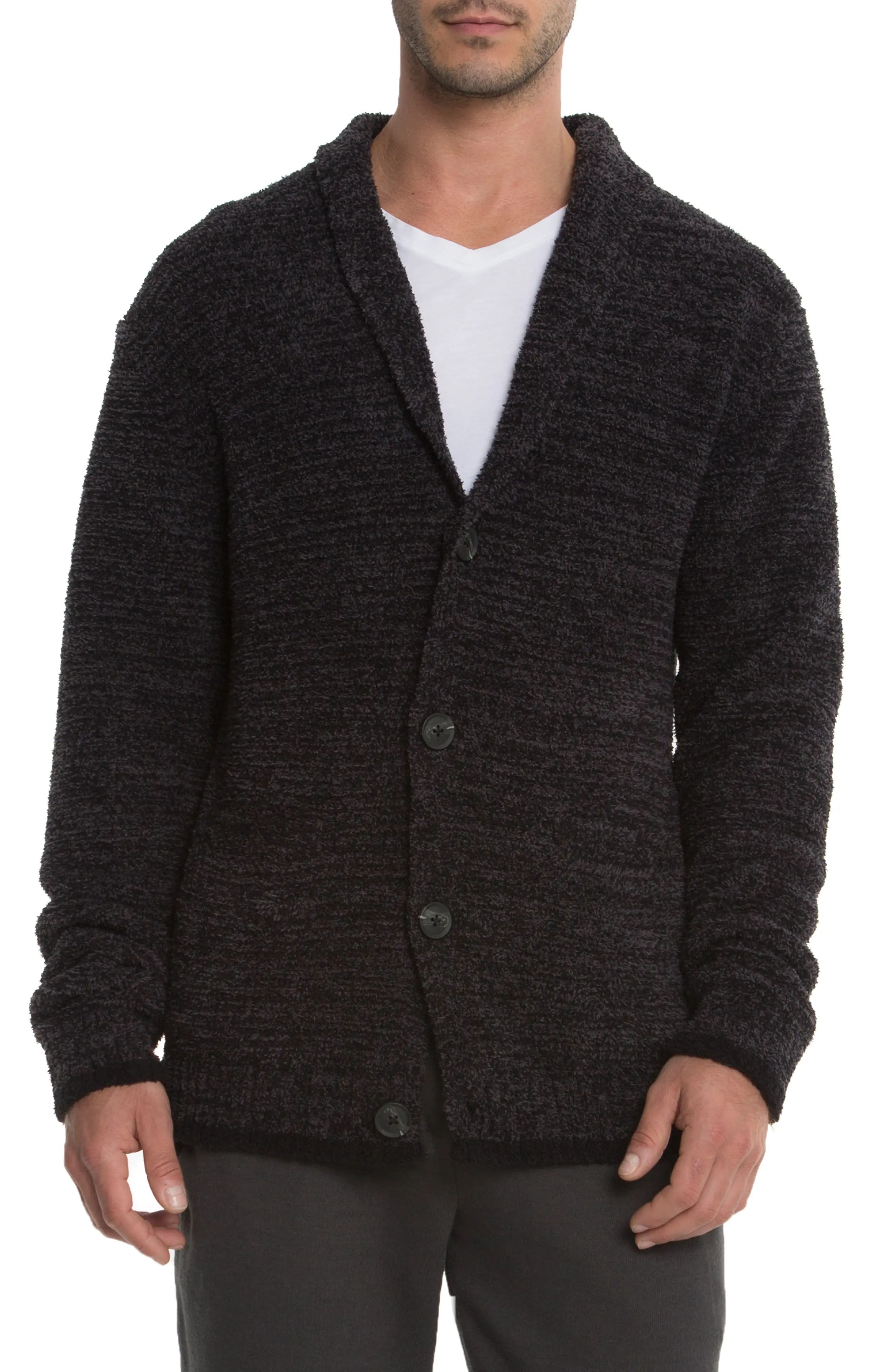Barefoot Dreams(R) Barefoot Dreams Shawl Collar Cardigan, Size Xx-Large in Carbon/Black at Nordstrom | Nordstrom
