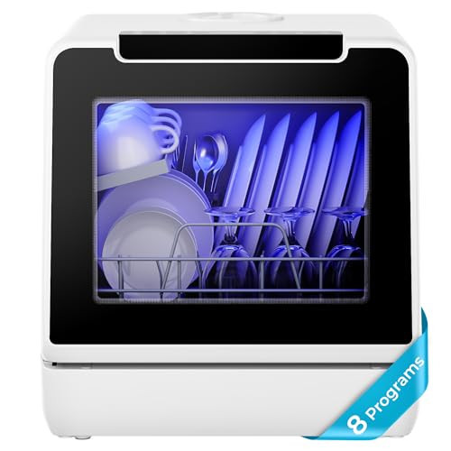 EUHOMY Countertop Dishwasher Portable, 8 Programs Mini Dishwasher with 5L Built-in Water Tank and Inlet hose, No Hookup Needed, Dish Washer with Self Clean/Baby Care/Air Dry, for Apartments & RVs | Amazon (US)
