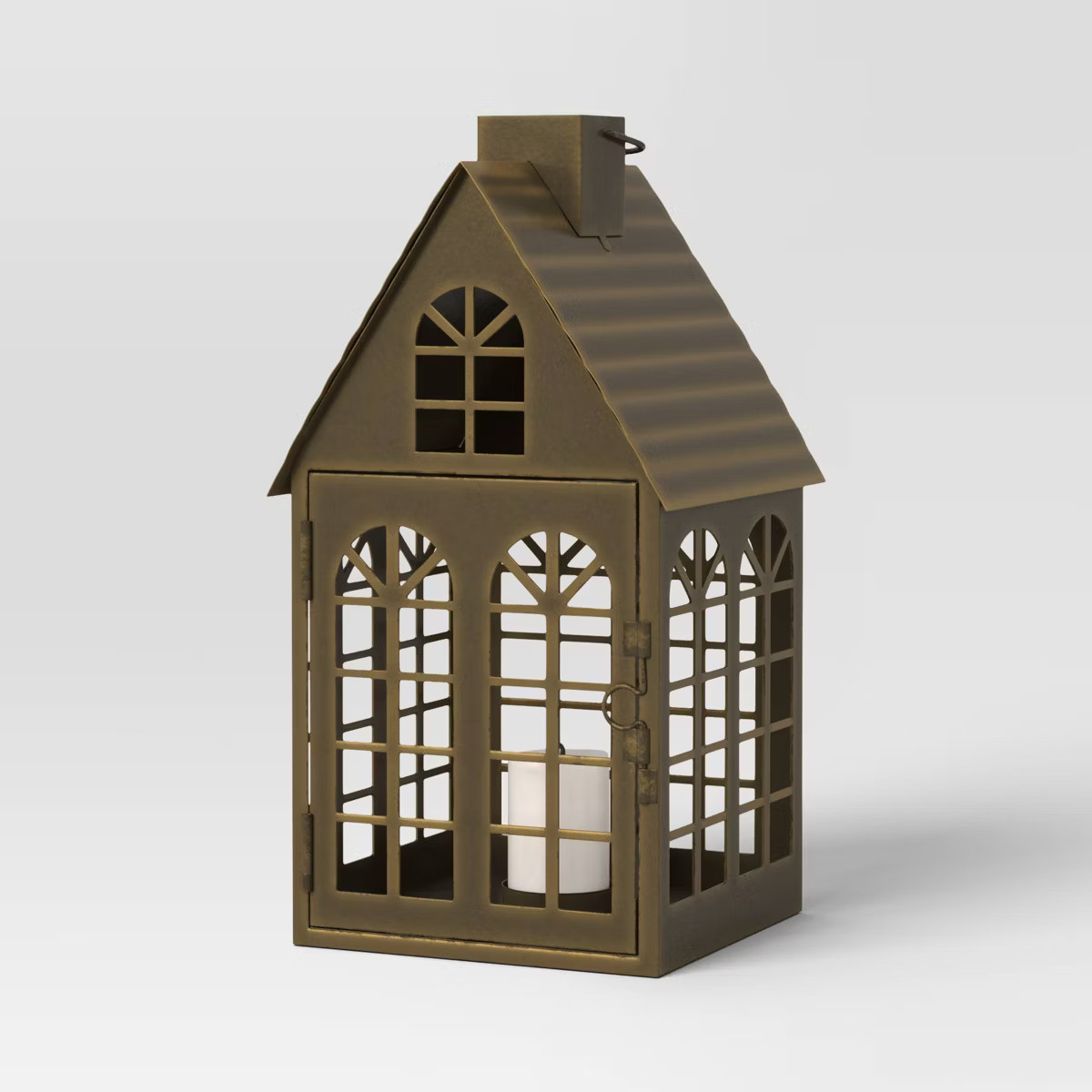 10.25"x4.75" Tealight Metal House Christmas Lantern Candle Holder Bronze - Wondershop™ | Target