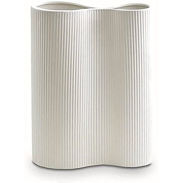 White Vase. 9” Tall Vase for Flowers. White Ceramic Vase for Home Decor. White Flower Vase for ... | Walmart (US)