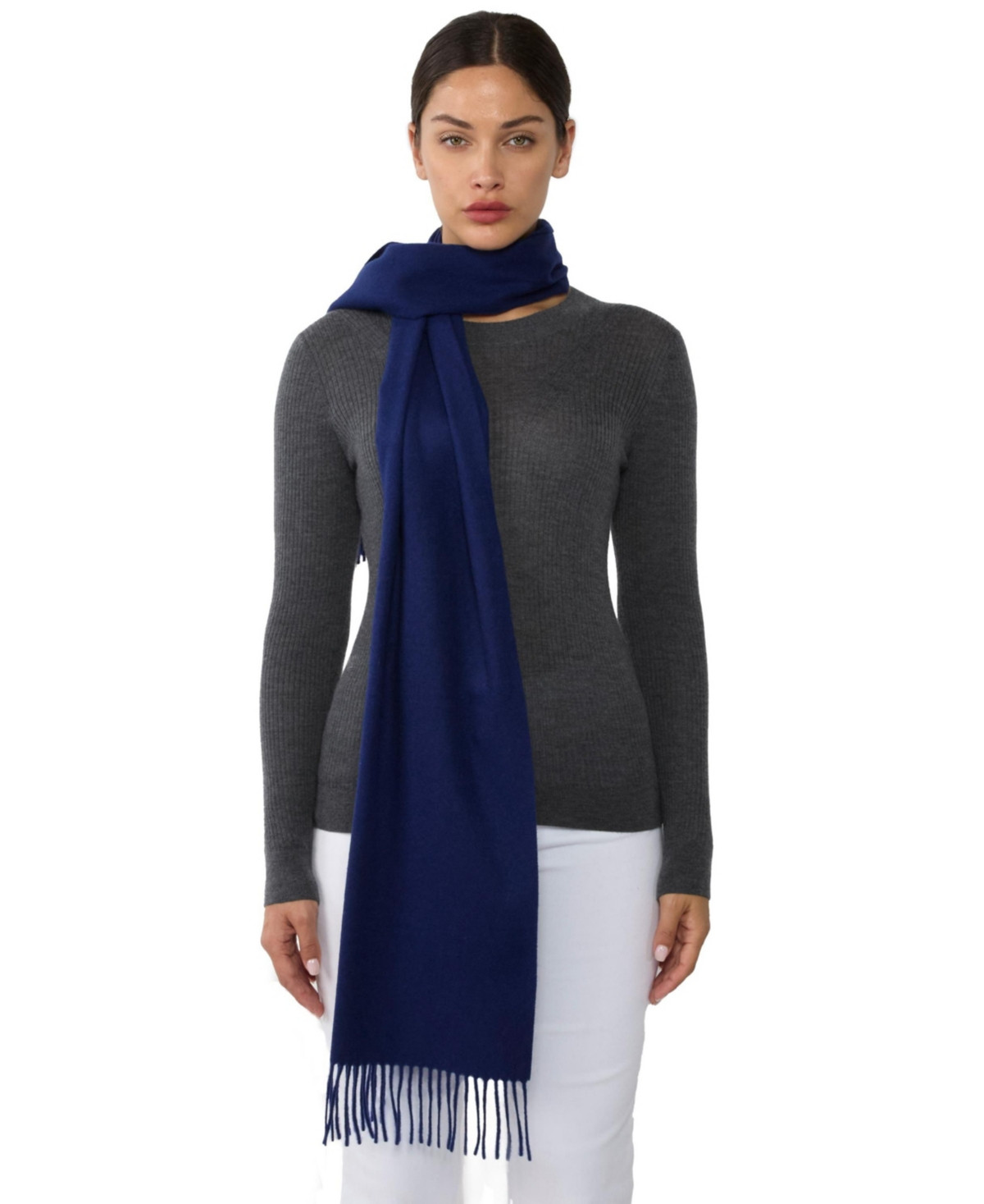Jennie Liu 100% Cashmere Scarf for Women - Navy | Macy's