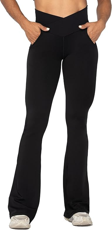 Sunzel Flare Leggings for Women with Pockets V Crossover High Waisted Tummy Control Casual Workou... | Amazon (US)