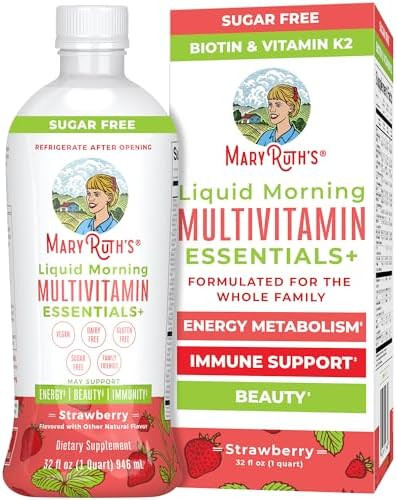 MaryRuth's Liquid Morning Multivitamin Essentials+ | Vitamin A C D E B6 B12 K2 Biotin Zinc | Mens... | Amazon (US)