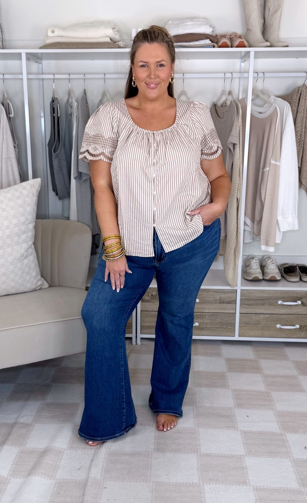 My top is a 2X! Wearing a 35 in the flare jeans, size up! They feel great and have a lot of stretch!

Plus size fashion, everyday outfit ideas, plus size denim, midsize fashion, early fall outfits, fall fashion

#LTKMidsize #LTKPlusSize #LTKStyleTip