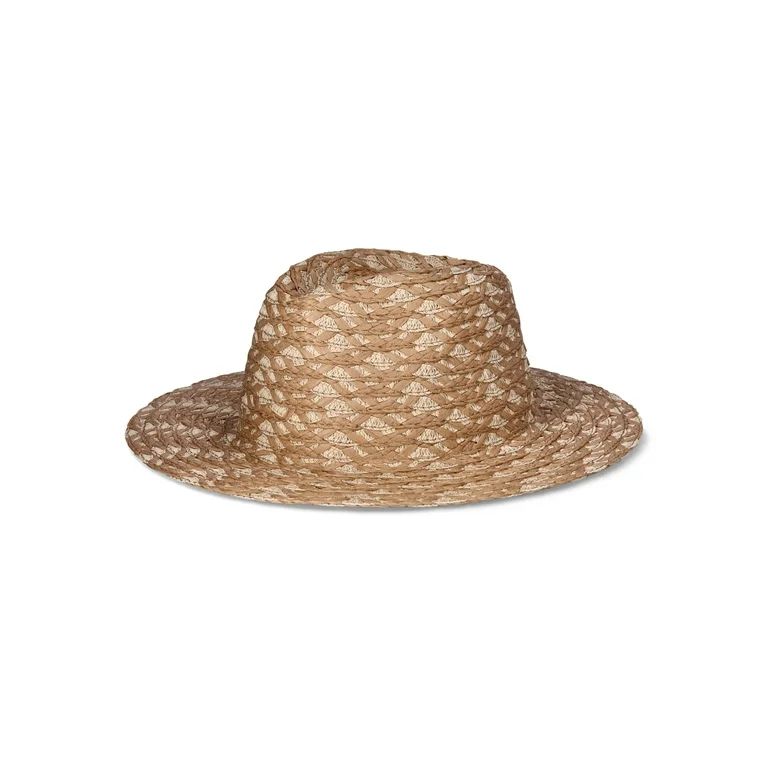 Time and Tru Women's Grecian Weave Straw Fedora Hat, Beige | Walmart (US)