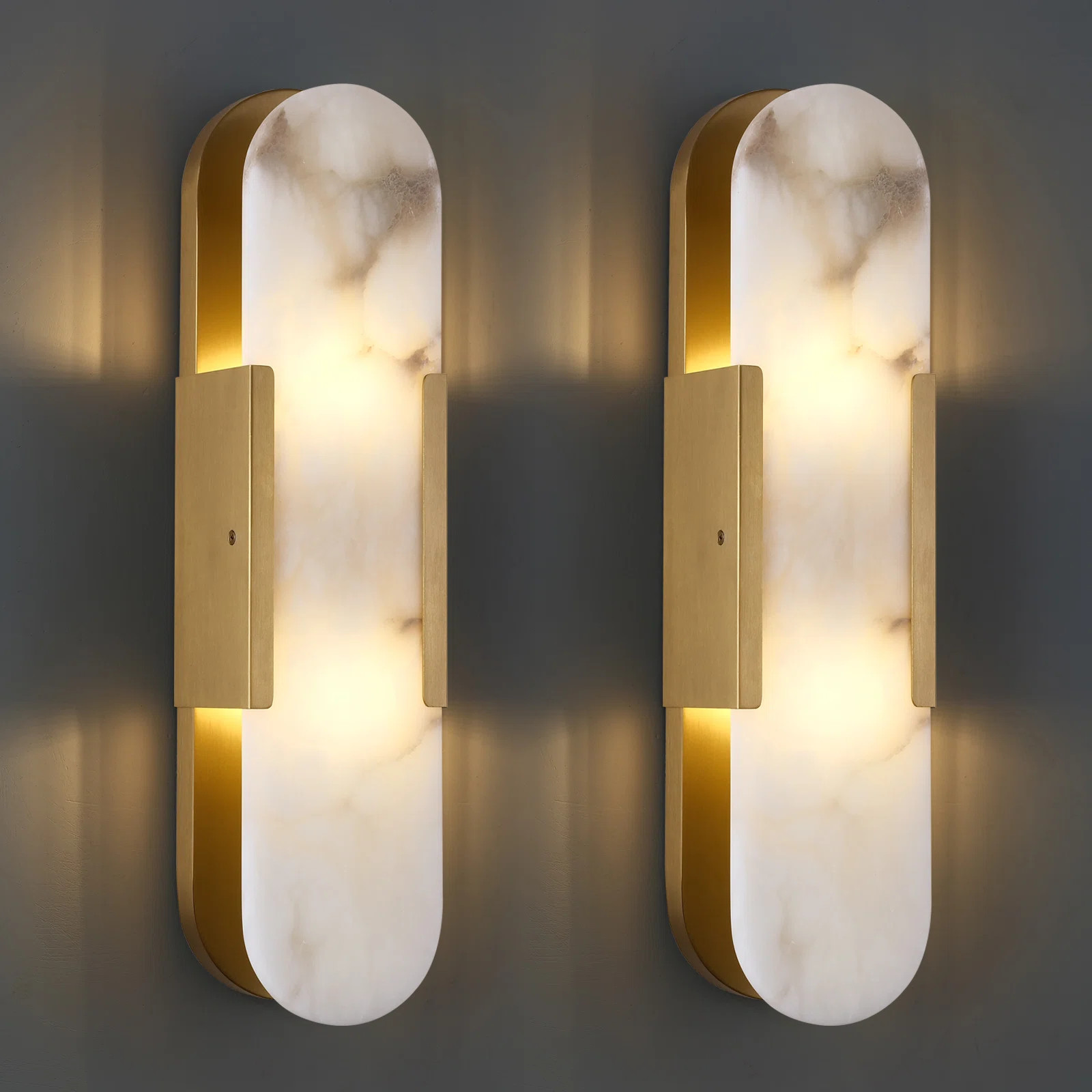 20" Dimmable Wall Mounted Sconce with Alabaster Shade (Set of 2) | Wayfair North America