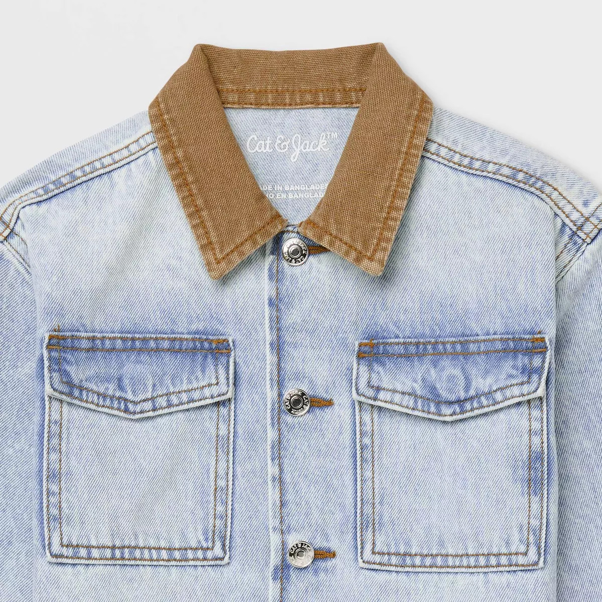 Toddler Boys' Contrast Collar Denim Jacket - Cat & Jack™ Light Wash 12M | Target
