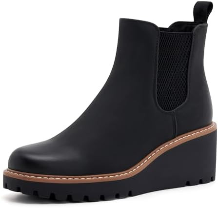 vodvob Women's Ankle Boots Wedge Heel Booties Elastic Chelsea Platform Slip On Lug Sole Wedge Boo... | Amazon (US)
