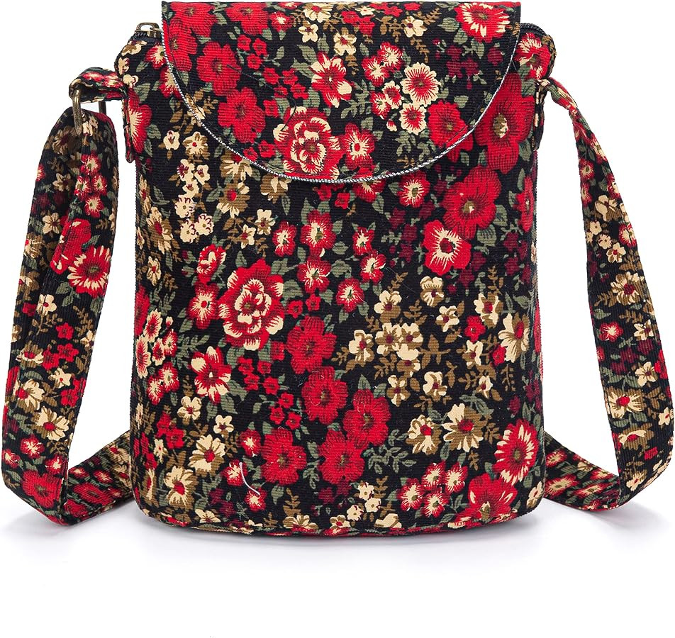 Women's Retro Small Size Canvas Shoulder Bag Hippie Boho Crossbody Handbag | Amazon (US)
