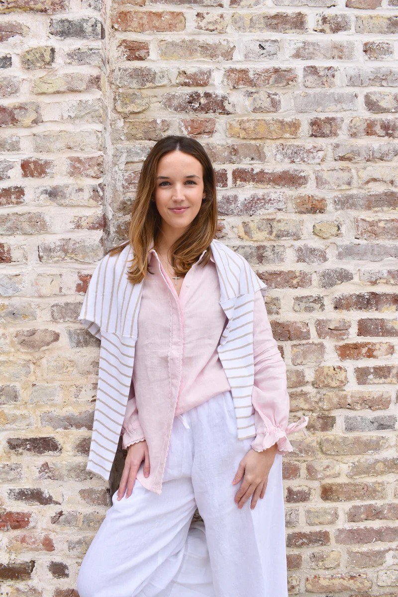 Bella Linen Shirt Shell Pink | Madison Mathews