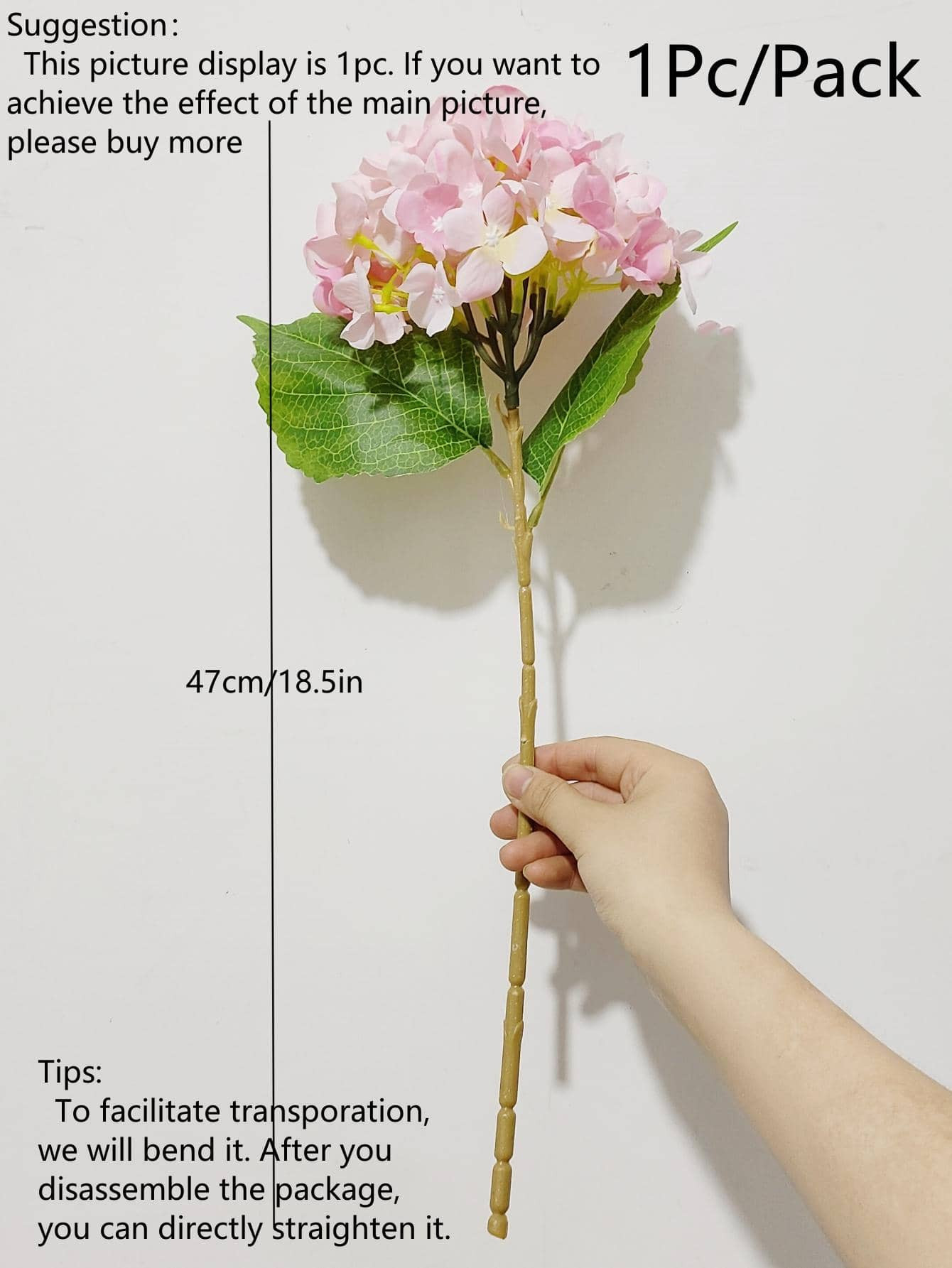 1Pc Pink Artificial Hydrangea Room Decor Pink Real-Looking Silk Hydrangea Flower Arrangements Hig... | SHEIN