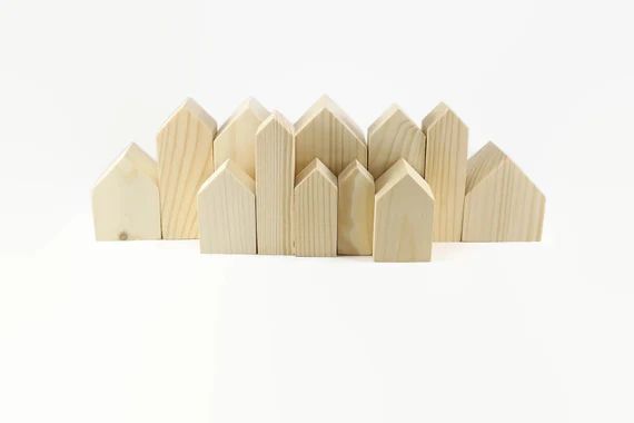 Set of 12 Wooden Houses. Unfinished Wooden Houses. Houses for - Etsy Canada | Etsy (CAD)