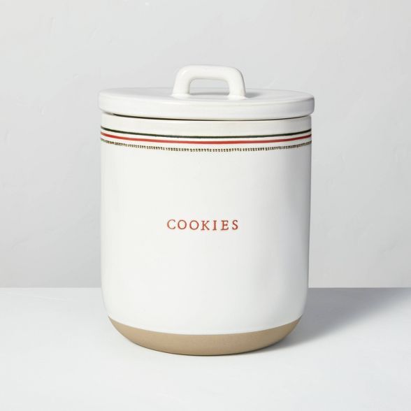 Holiday Stripes Stoneware Cookie Jar Red/Green - Hearth &#38; Hand&#8482; with Magnolia | Target