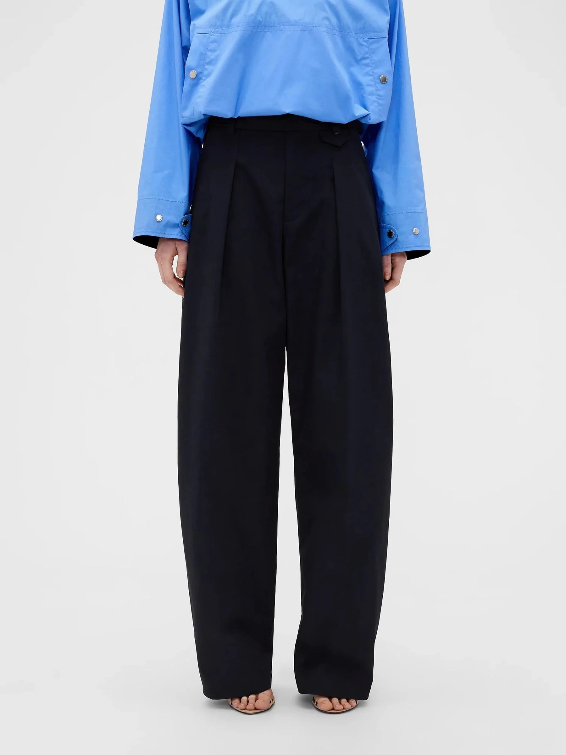 Gap Gap x Victoria Beckham Navy High Waisted Pleated Arc Trousers | GAP UK