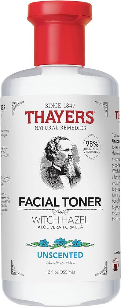 THAYERS Alcohol-Free, Hydrating Witch Hazel Facial Toner with Aloe Vera Formula, Unscented, 12 Ou... | Amazon (US)