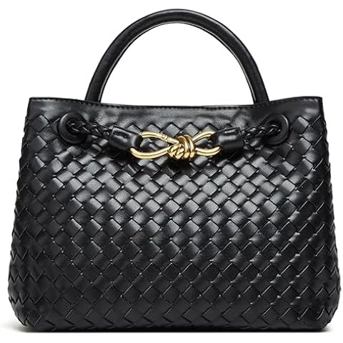 Woven Bag for Women Crossbody Handbag: Vegan Leather Small Tote Purse Trendy Shoulder Handbag Bow... | Amazon (US)