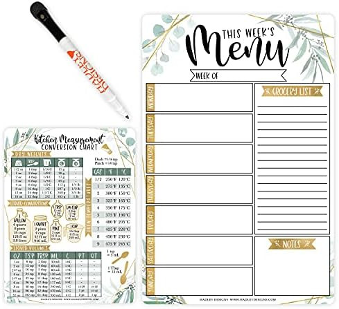 Magnetic Meal Planner for Refrigerator - Greenery Magnetic Weekly Menu Board for Kitchen Conversion  | Amazon (US)