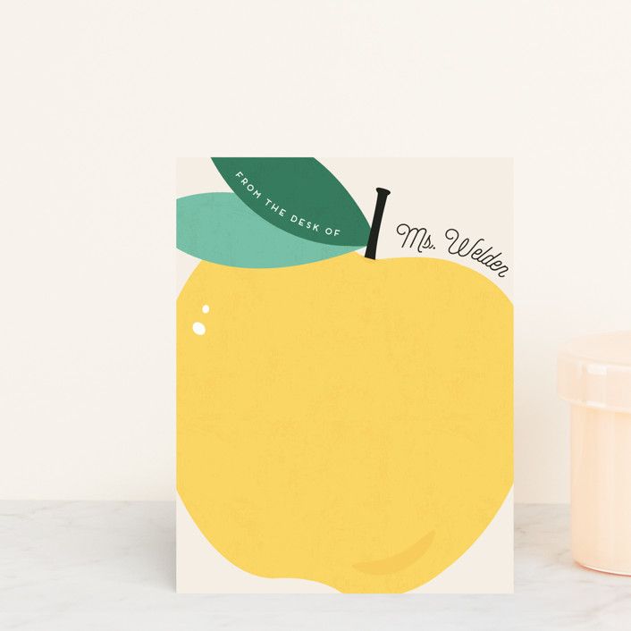 "Teacher's Apple" - Customizable Personalized Stationery in Yellow by Erica Krystek. | Minted